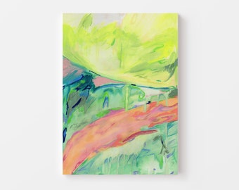 Abstract Landscape Digital Wall Art, Printable Colourful Print, Green Wall Décor, instant download, Contemporary Art