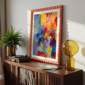 Colourful Abstract Modern Digital Wall Art Maximalist Printable download Orange Home Décor Contemporary Room Décor Trendy