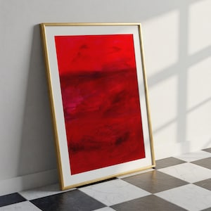 Minimalistic Red Abstract Wall Art Modern Digital Download Colourful Room Décor Trendy Living Room Printable Print Contemporary