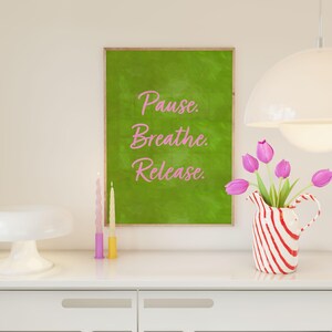 Quote Wall Art Green and Pink Positive Affirmation Print Typography ...