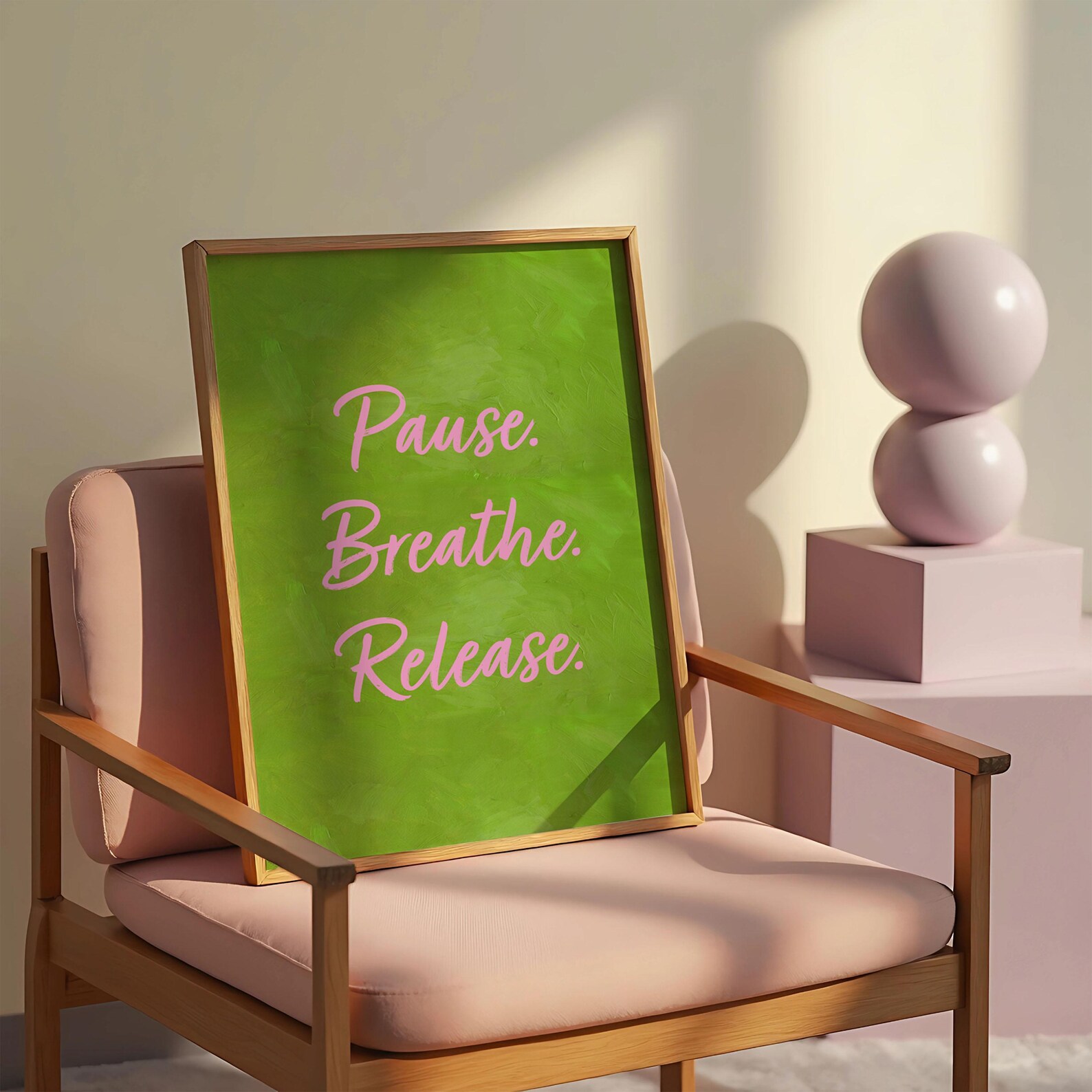 Quote Wall Art Green and Pink Positive Affirmation Print Typography ...