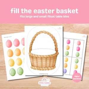 Llene la canasta de Pascua, Pascua, Primavera, Huevo de Pascua, Mesa Flisat, Inserción Flisat imprimible Preescolar, Mesa sensorial, Inserciones sensoriales