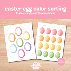 Clasificación de colores de huevos de Pascua, Pascua, Primavera, Huevo de Pascua, Mesa Flisat, Preescolar de inserción Flisat imprimible, Mesa sensorial, Inserciones sensoriales