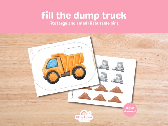 Fill the Dump Truck, Construction, Trucks, Flisat Table, Printable Flisat Insert Preschool, Sensory Table, Sensory Inserts