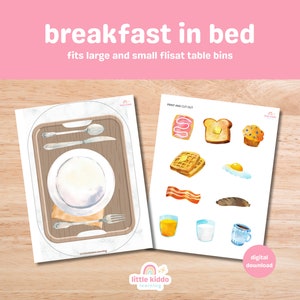 Desayuno en la cama, Desayuno, Juego dramático, Mesa Flisat, Inserto Flisat imprimible Preescolar, Mesa sensorial, Inserciones sensoriales