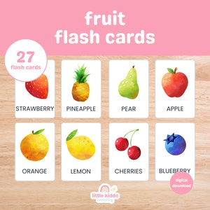 27 Fruit Cards | Montessori flashcards | Pre-School Cards | Educational Printable Cards | Instant Download |  Nomenclature | FlashCards