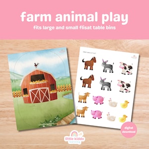 Farm Animal Play, Barn, Pretend Play Flisat, Flisat Table, Flisat Insert Printable, Flisat Insert Preschool, Sensory Table, Sensory Inserts