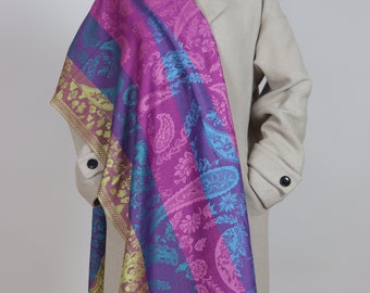 Multicolored bohemian shawl for women, Pashmina shawl, Turkish shawl, Ethnic print shawl, Luxury scarf, Gift for a woman