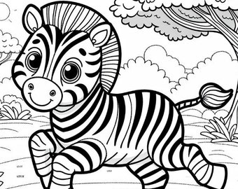 Baby Zebra Coloring Page | Kids Printable Coloring Page