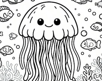 Jellyfish Coloring Page | Kids Printable Coloring Page
