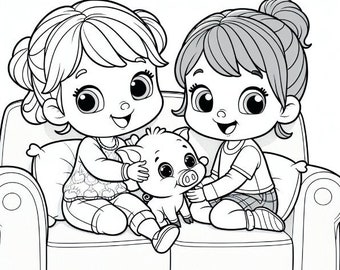 Pet Pig Coloring Page | Pig Printable Coloring Page | Kids Printable Coloring Page