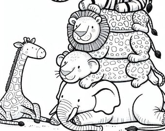 Safari Stack Coloring Page | Kids Printable Coloring Page