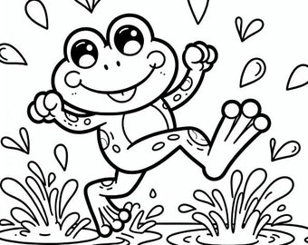 Dancing Frog Coloring Page | Frog Printable Coloring Page | Kids Printable Coloring Page