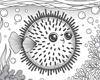 Blowfish Coloring Page | Animal Coloring Page | Kids Printable Coloring Page