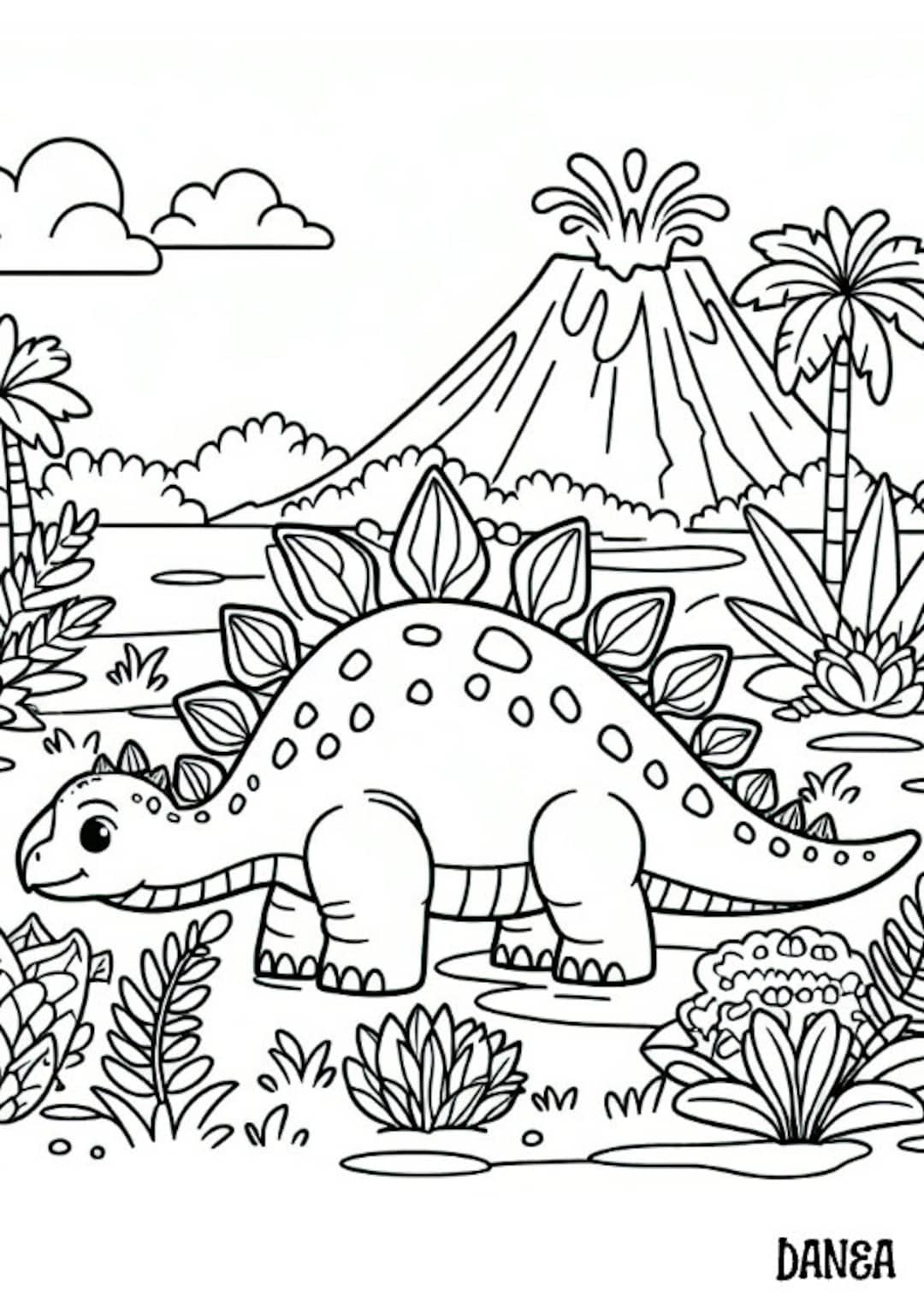 Stegosaurus Coloring Page | Kids Printable Coloring Page - Etsy