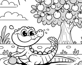 TPLHOUSE Chubby Alligator Coloring Book — 30 Pages, Spiral Bound, Stress Relief For Kids & Adults