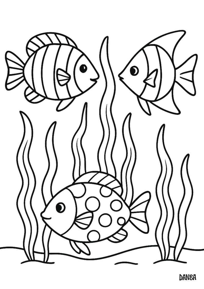 Three Tropical Fish Coloring Page Preschool Fish Printable Coloring Three Tropical Fish Coloring Page Preschool Fish Printable Coloring