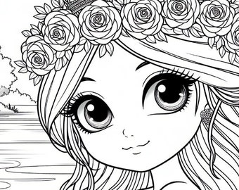 Rose Crown Princess Coloring Page | Kids Printable Coloring Page