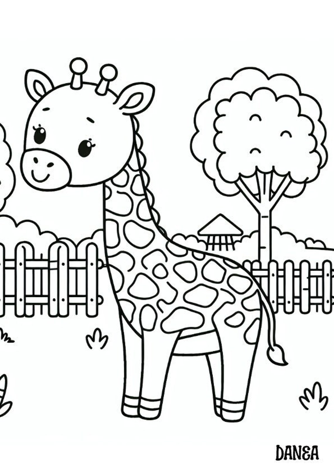 Giraffe Coloring Page | Kids Printable Coloring Page - Etsy