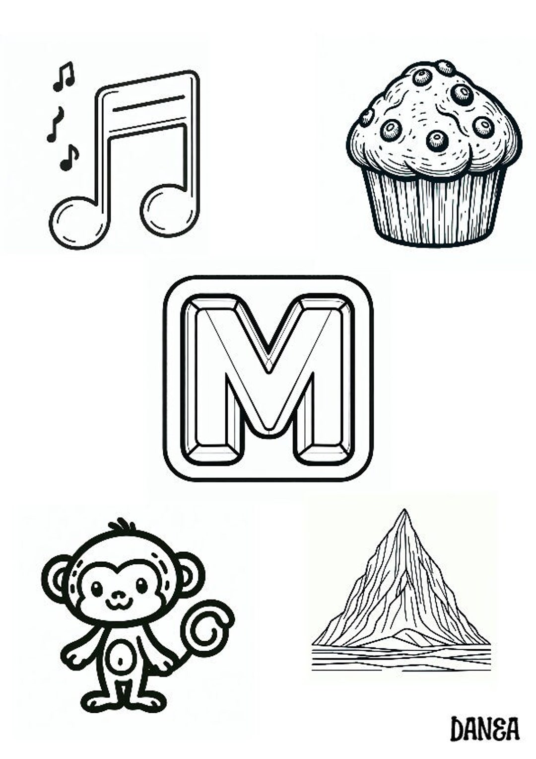 Letter M Coloring Page Learning Abcs Coloring Page Alphabet Printable ...