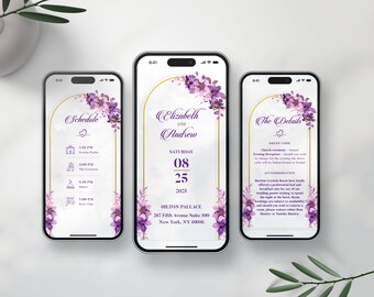 Modern Digital Wedding Invitation Template Modern Online Invitations Schedule details, Smartphone Invitation