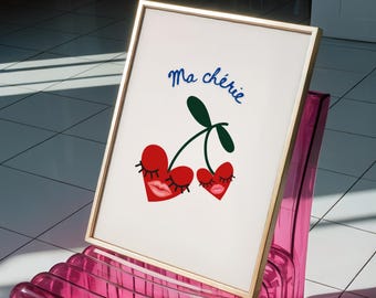Ma Cherie Cherry Print: French Quote Wall Art (Digital Download)