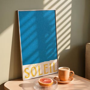 Póster Soleil French Sun: Arte mural retro de verano, estampado con estética costera, decoración bohemia minimalista, arte mural para apartamentos (descarga digital)