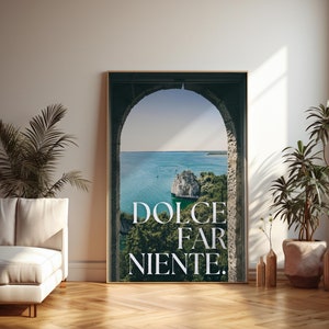 Dolce Far Niente Poster, Italian Aesthetic Digital Download Print, Typography Trendy Print, Retro Quote Wall Art, Vintage Wall Art Decor