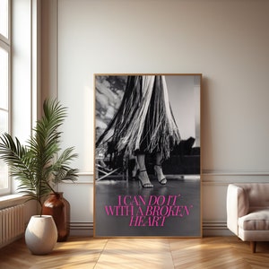 Ich kann es mit einem gebrochenen Herzen tun Die Tortured Poets-Abteilung Wandkunst, Retro Taylor Songtexte Kunstplakat, Vintage Swiftie-Wandkunstdekor