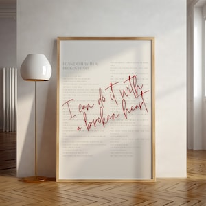 Ich kann es mit einem gebrochenen Herzen tun Die Tortured Poets-Abteilung Wandkunst, Retro Taylor Songtexte Kunstplakat, Vintage Swiftie-Wandkunstdekor