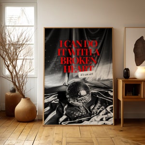 Ich kann es mit einem gebrochenen Herzen tun Die Tortured Poets-Abteilung Wandkunst, Retro Taylor Songtexte Kunstplakat, Vintage Swiftie-Wandkunstdekor