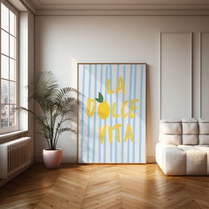 Poster La Dolce Vita, stampa digitale scaricabile con estetica italiana, stampa tipografica alla moda, citazione retrò da parete, arredamento vintage colorato per dormitorio