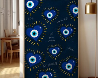 Evil Eye Heart Art Print: Trendy Dorm Decor (Digital Download)