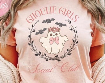 Ghoulie chicas club social PNG sublimación coqueta Arcos png lindo fantasma PNG descarga digital fantasma de moda png otoño arco femenino png sublimación