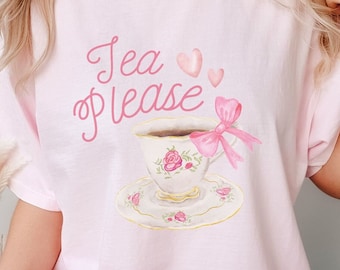 Tea cup PNG sublimation bows and tea png tea please PNG digital download feminine era PNG Bridgerton png sublimation tea party png high tea