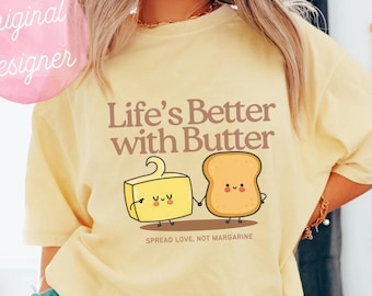 Life's better with butter PNG groovy retro design trendy PNG butter and toast PNG sublimation tote bags png groovy submimation butter toast