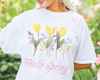 Hola primavera PNG sublimación era floral PNG descarga digital soft girl era PNG girly era png sublimación en mi era femenina png flores