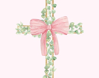 Acuarela Pascua Cruz PNG sublimación Lazo Diseño DIGITAL png Religioso png sublimación Grandmillenial png Preppy Pascua png Preppy Lazo png