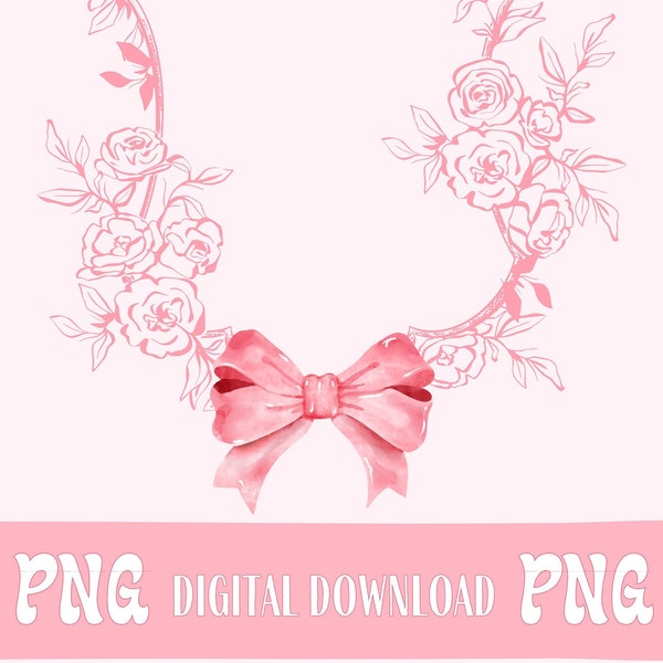 Pink Bow Crest PNG sublimation Coquette Bows png preppy grandmillenial PNG digital download sothern girl PNG girlie bows and roses png crest