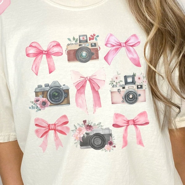 Bows and Cameras Png Photography era PNG Boho Sublimation Png Photographer girly png Floral Camera Sublimation png Download pink camera png