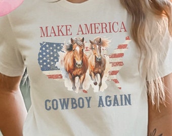 Hacer América vaquero otra vez PNG sublimación Cowboy png caballo occidental PNG descarga digital patriótico occidental PNG Cowboy país png sublimación