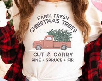 Christmas Tree farm PNG sublimation trendy Christmas png Holiday PNG digital download red truck PNG girly Christmas design png sublimation