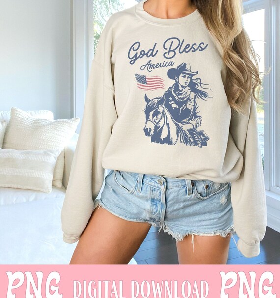 God bless America PNG Western design Patriotic PNG retro cowgirl PNG sublimation Patriot png retro western png sublimation 4th of July png