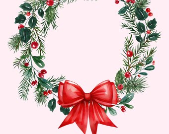 Christmas Wreath PNG sublimation Christmas bows png preppy holiday PNG digital download southern girl PNG girlie bows and wreath png crest