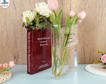 Transparent Book Vase, Acrylic Book Vase, Bookworm Gift, Bookshelf Dining Table Living Room Decoration, Mother's Day Gift, Bridesmaid Gift
