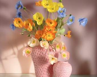 Strawberry Ceramic Vase, Hydroponic Vase, Art Vase, Housewarming Gift, Mother's Day Gift, Home Desktop Living Room Decoration, Flower Pot
