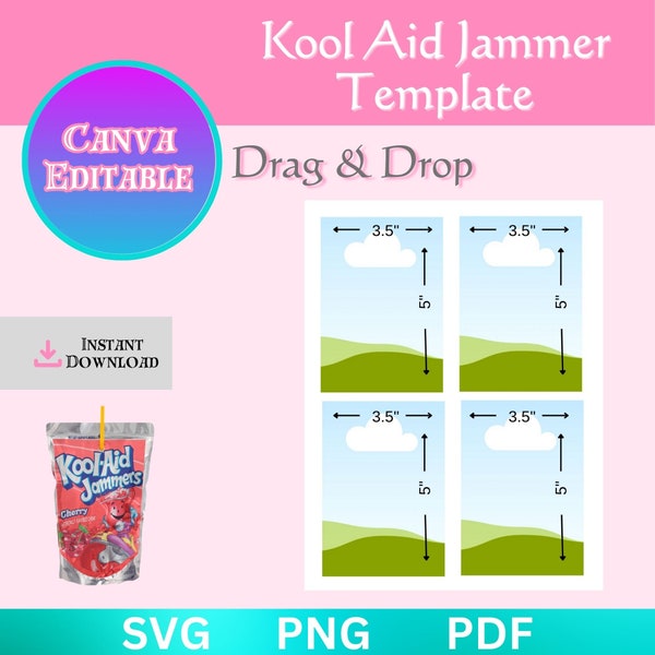 Kool Aid Jammer Template - Kool Aid Template, Kool Aid Bag, Juice Pouch Template, Juice Pouch, Juice Label Party, Kool Aid Template Svg