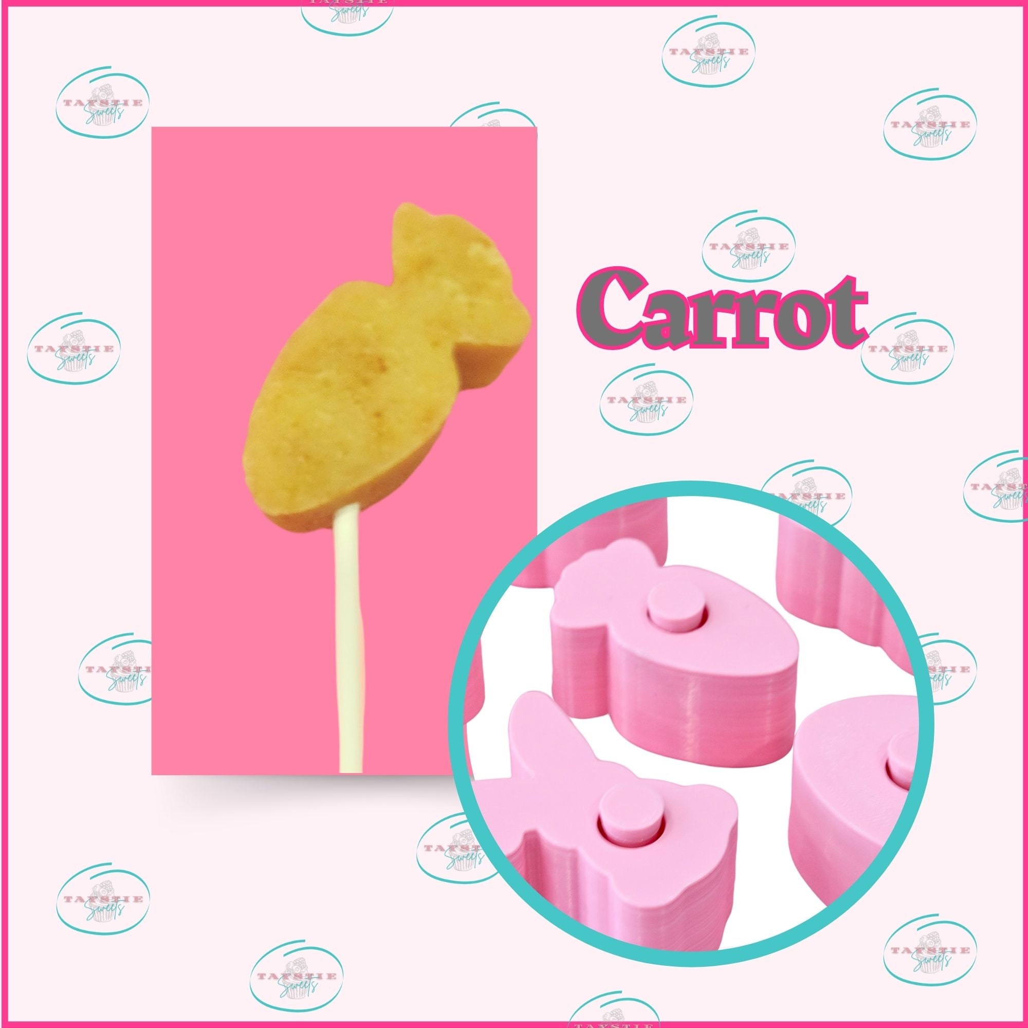 Moule à cake pops - Moule à cake pops carottes - Moule à cake pops, gâteries personnalisées, moule à sucettes chocolatées, moules lapin carottes, moul