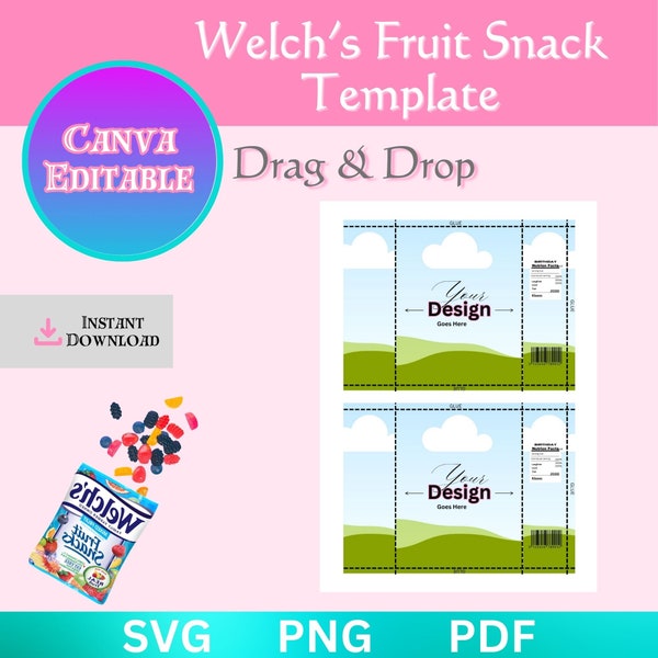 Welch’s Fruit Snack Template -  Fruit Snack Label, Fruit Snack, Snack Printable, Fruit Snack Favors, Fruit Snack Party, Fruit Snack Custom