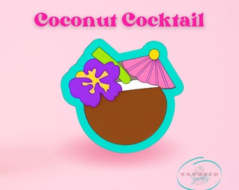 Tagliabiscotti per cocktail al cocco – Bevanda al cocco con ombrello, Tagliabiscotti per cocktail, Tagliabiscotti per cocktail, Tagliabiscotti stampato in 3D